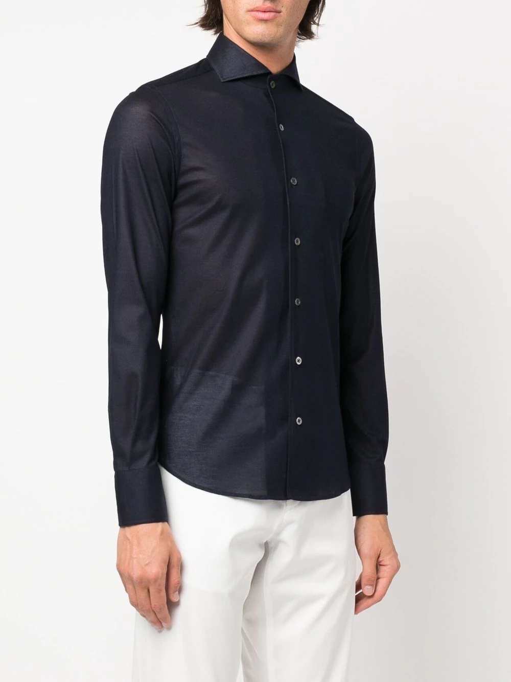 spread-collar cotton shirt - 3