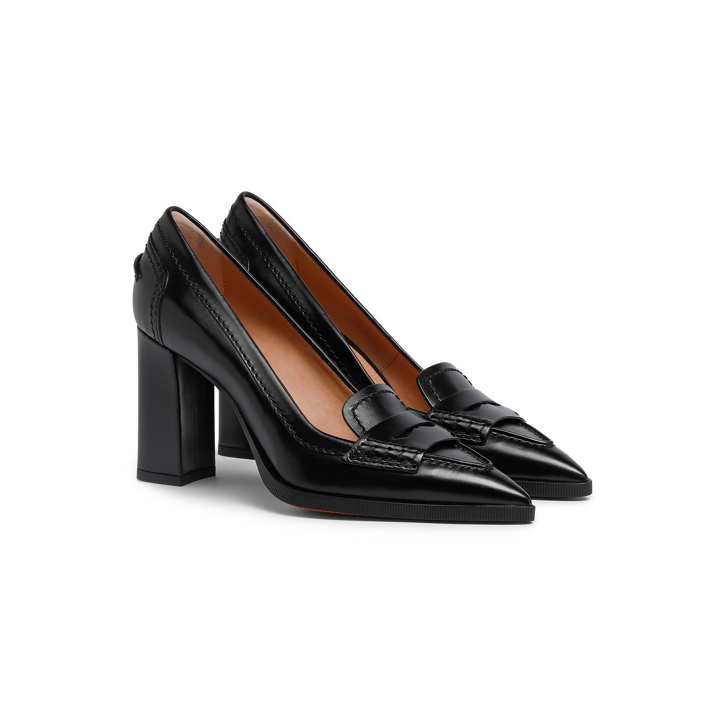 Women's black leather high-heel pump - 3