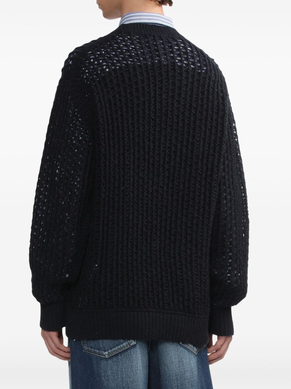 open knit crew neck sweatshirt - 4