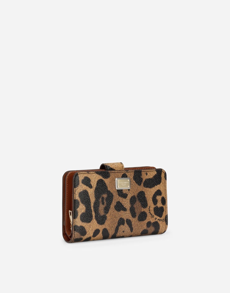 Small continental wallet in leopard-print Crespo with branded plate - 2