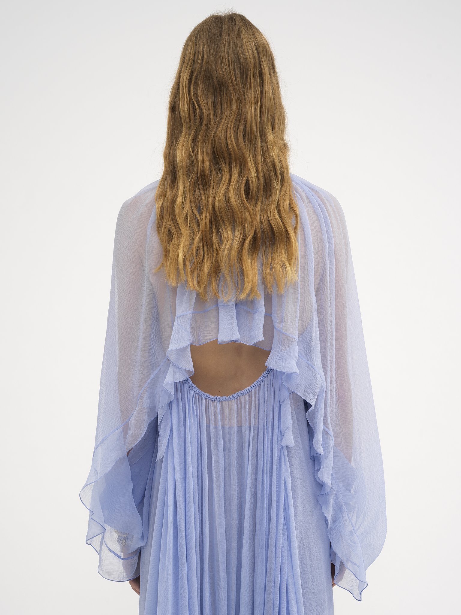 LONG CAPE DRESS IN SILK MOUSSELINE - 8