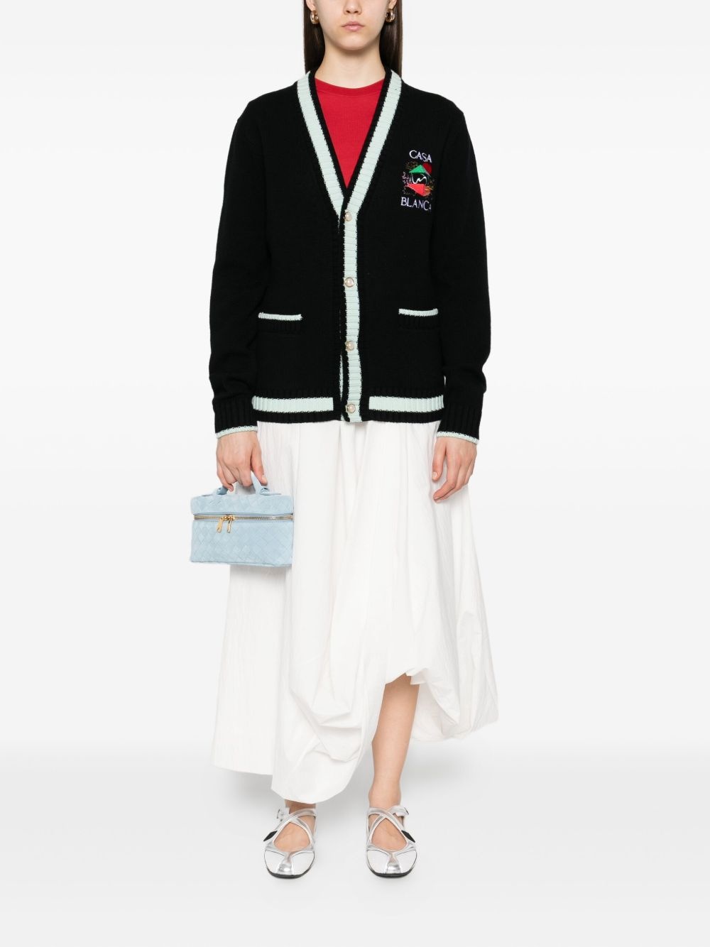embroidered panel cardigan - 2