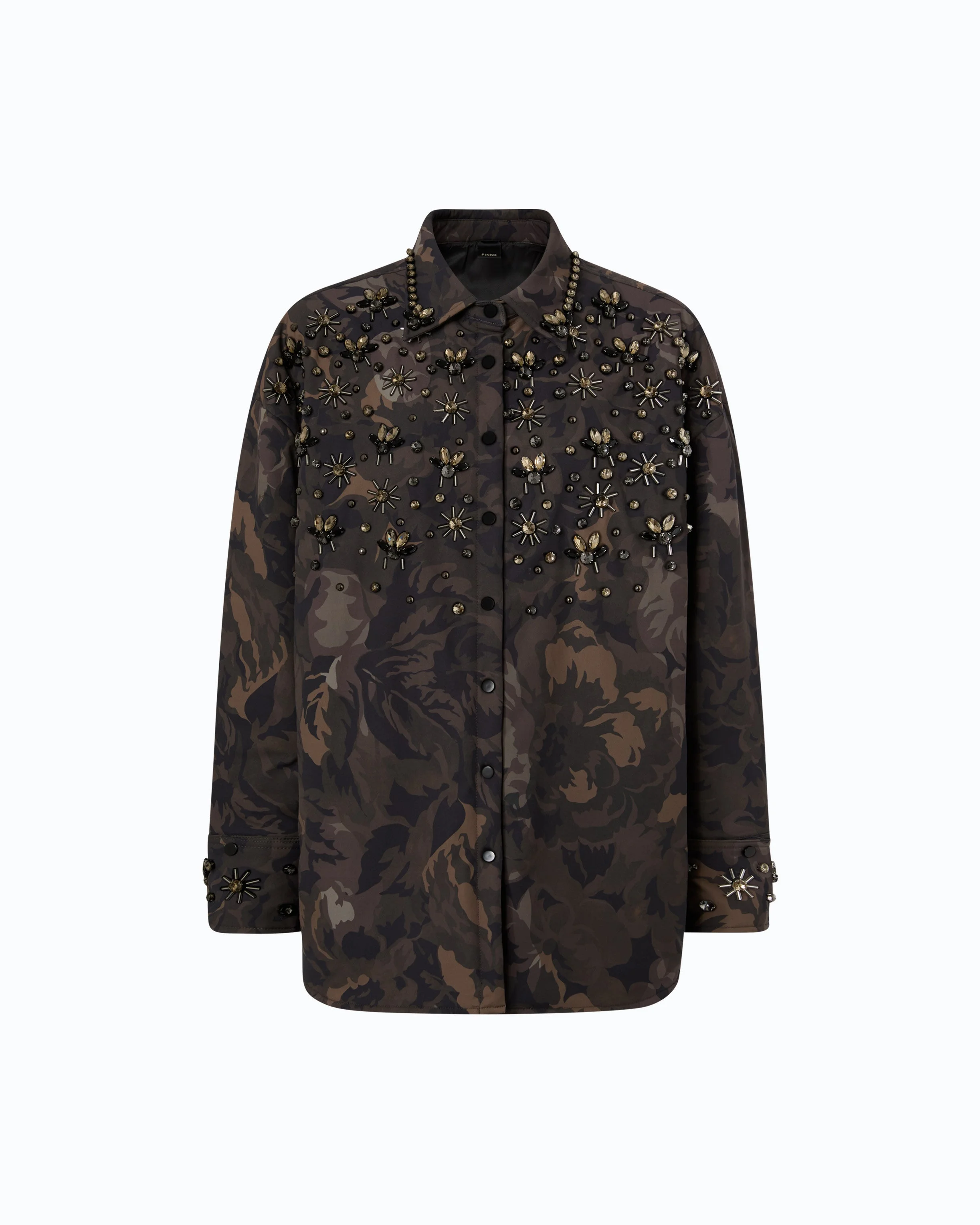 OVERSHIRT IN TECHNICAL CANVAS WITH FLORAL CAMOUFLAGE PRINT - 1