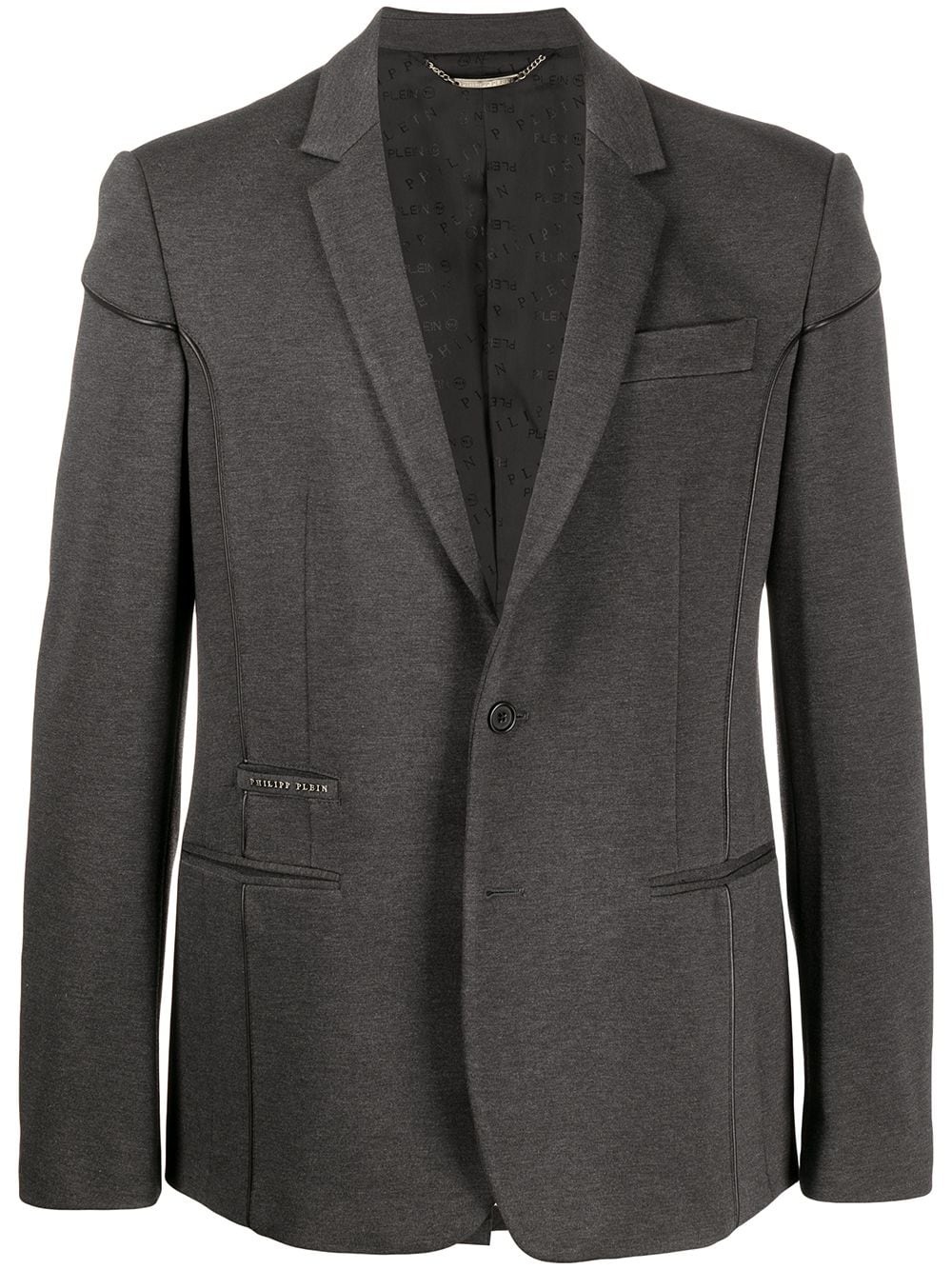 piped trim jersey blazer - 1