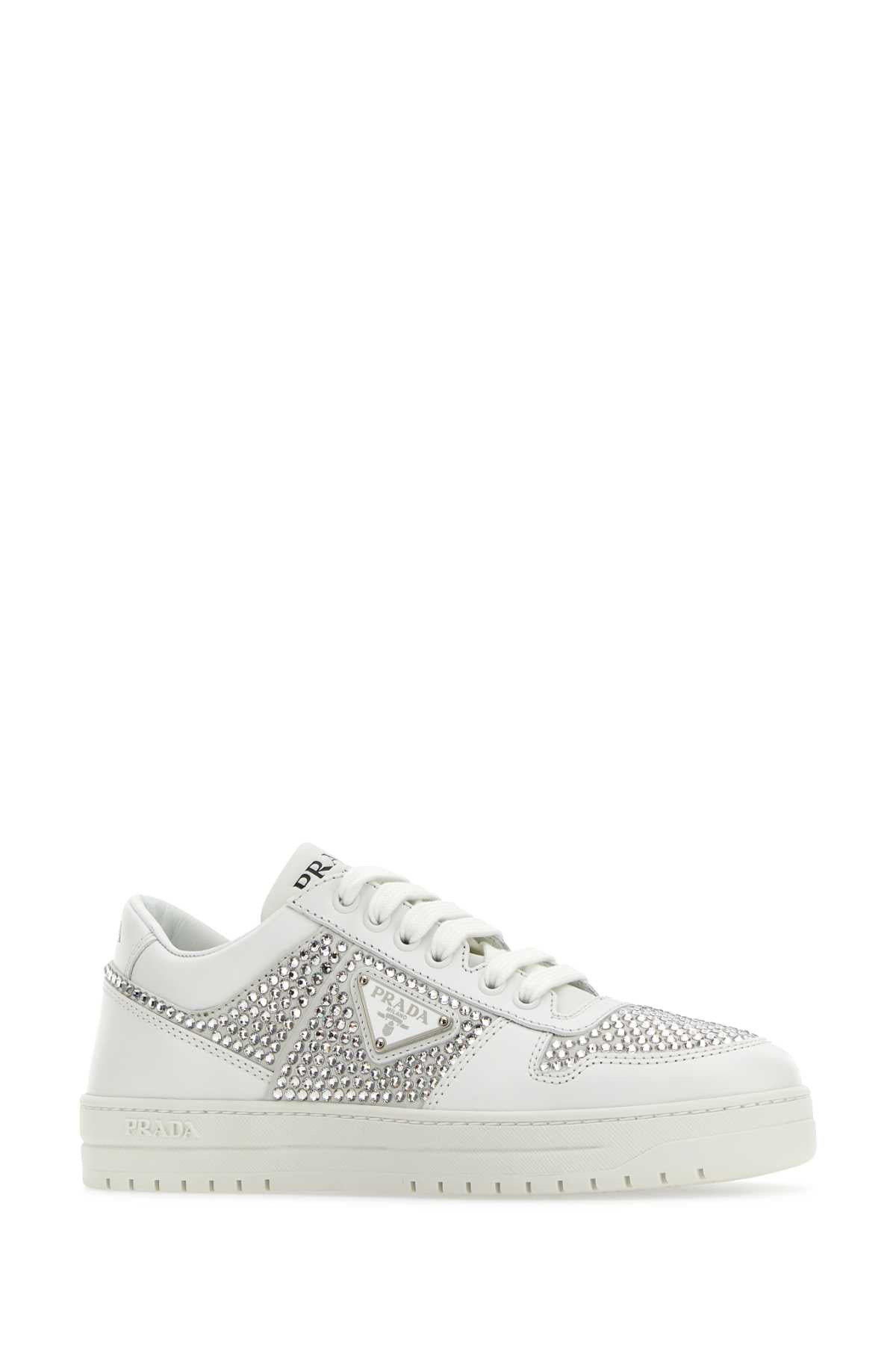 Prada Women White Leather Sneakers - 2