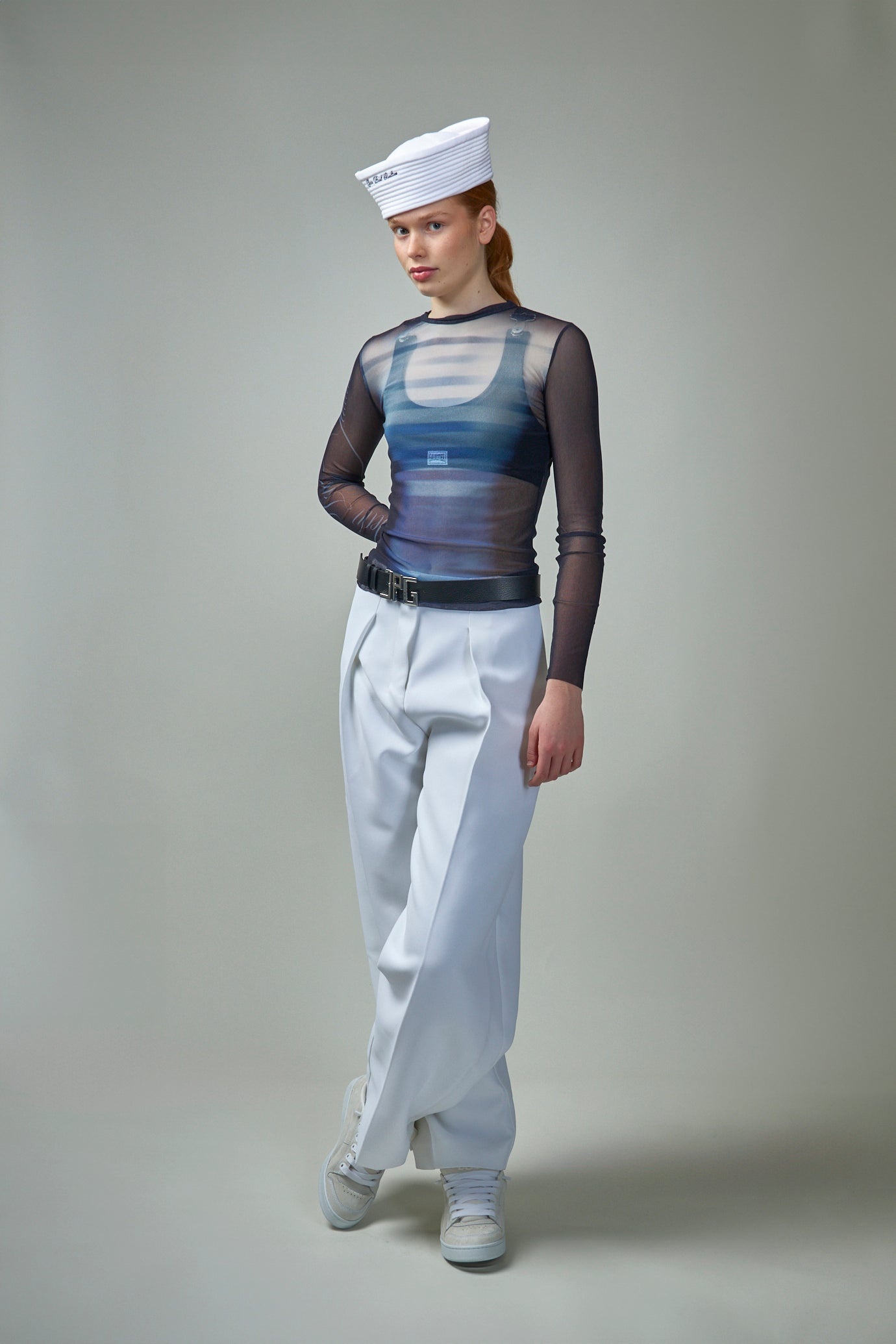 Mesh Long Sleeve Top Printed ''LE MÂLE'' - 2