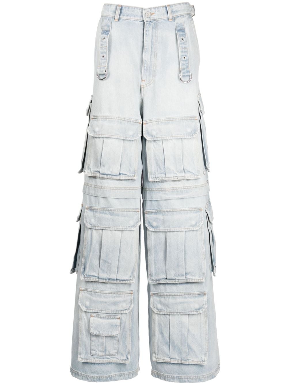 wide-leg multi-pocket jeans - 1