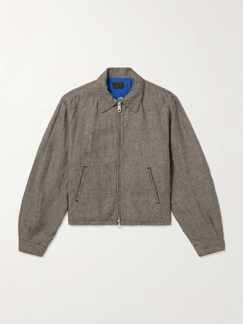 Houndstooth Linen Blouson Jacket 1