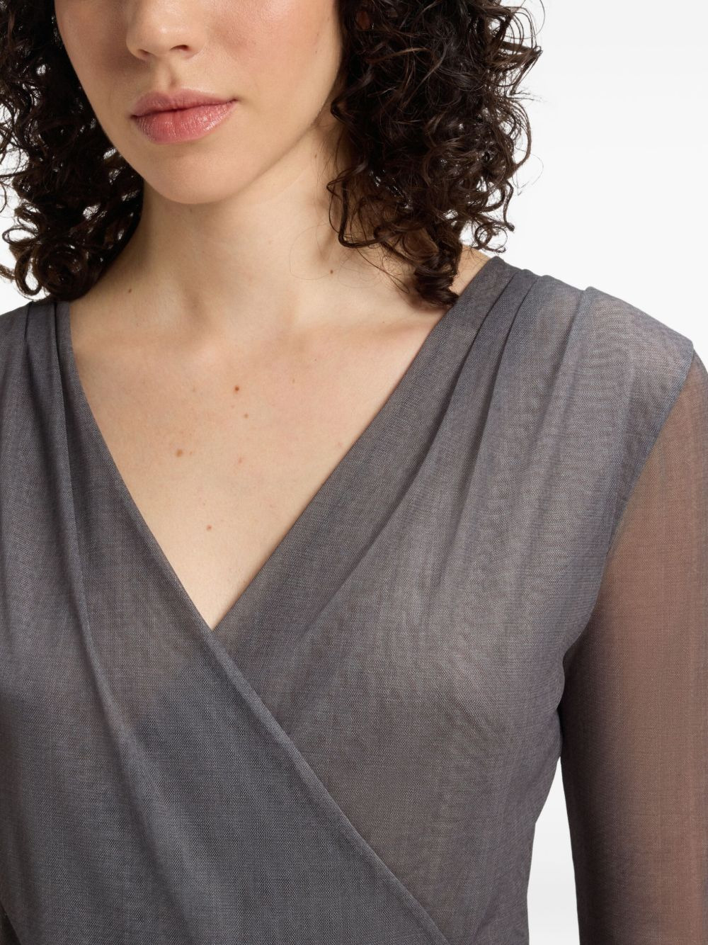 wrap-front long-sleeve top - 5