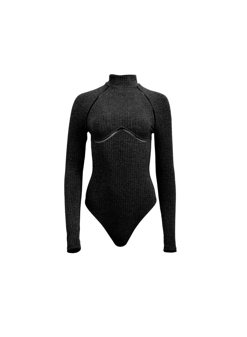 Rib Bodysuit with Lattice Trim 4