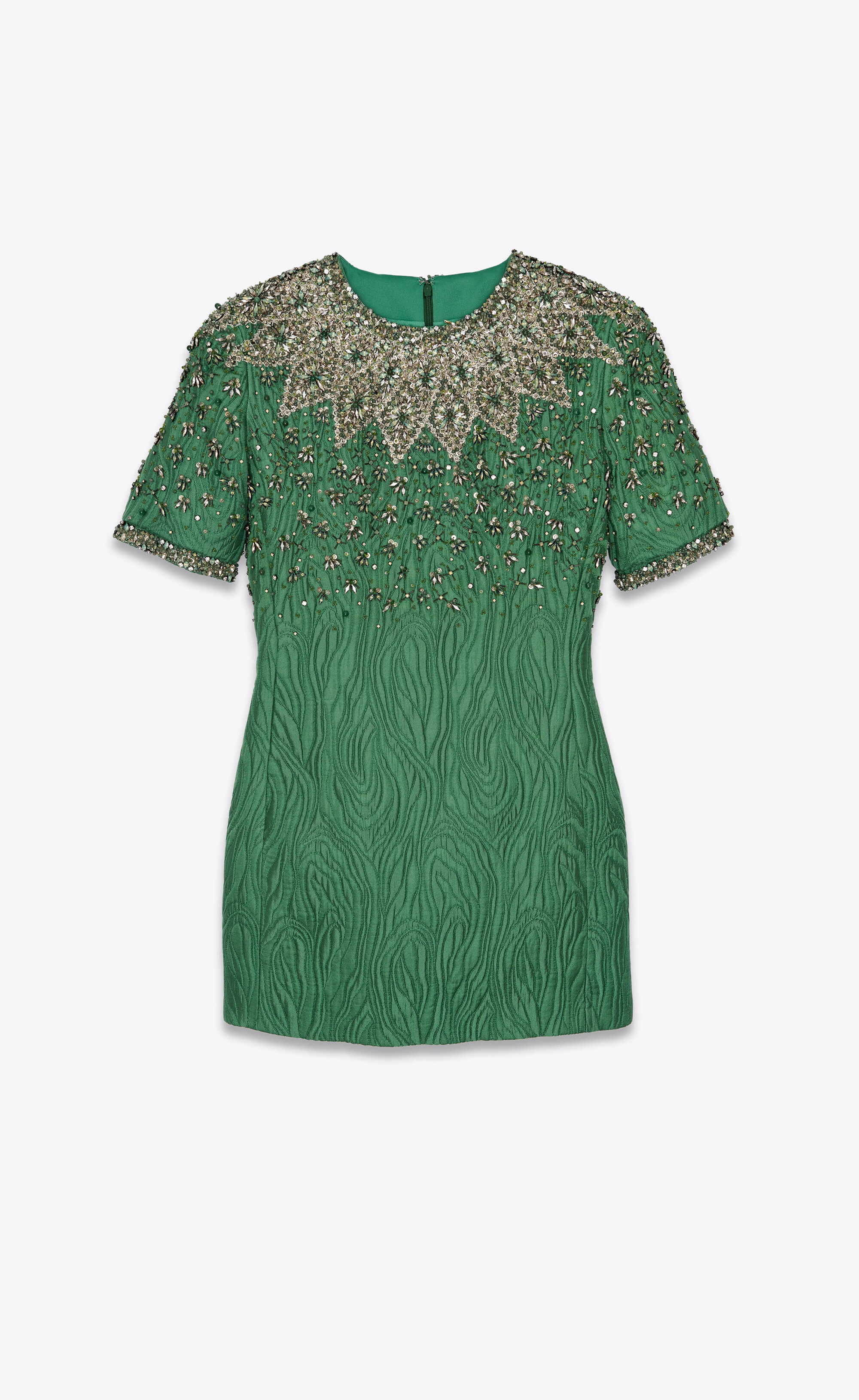 mini dress in embroidered moiré brocade - 1