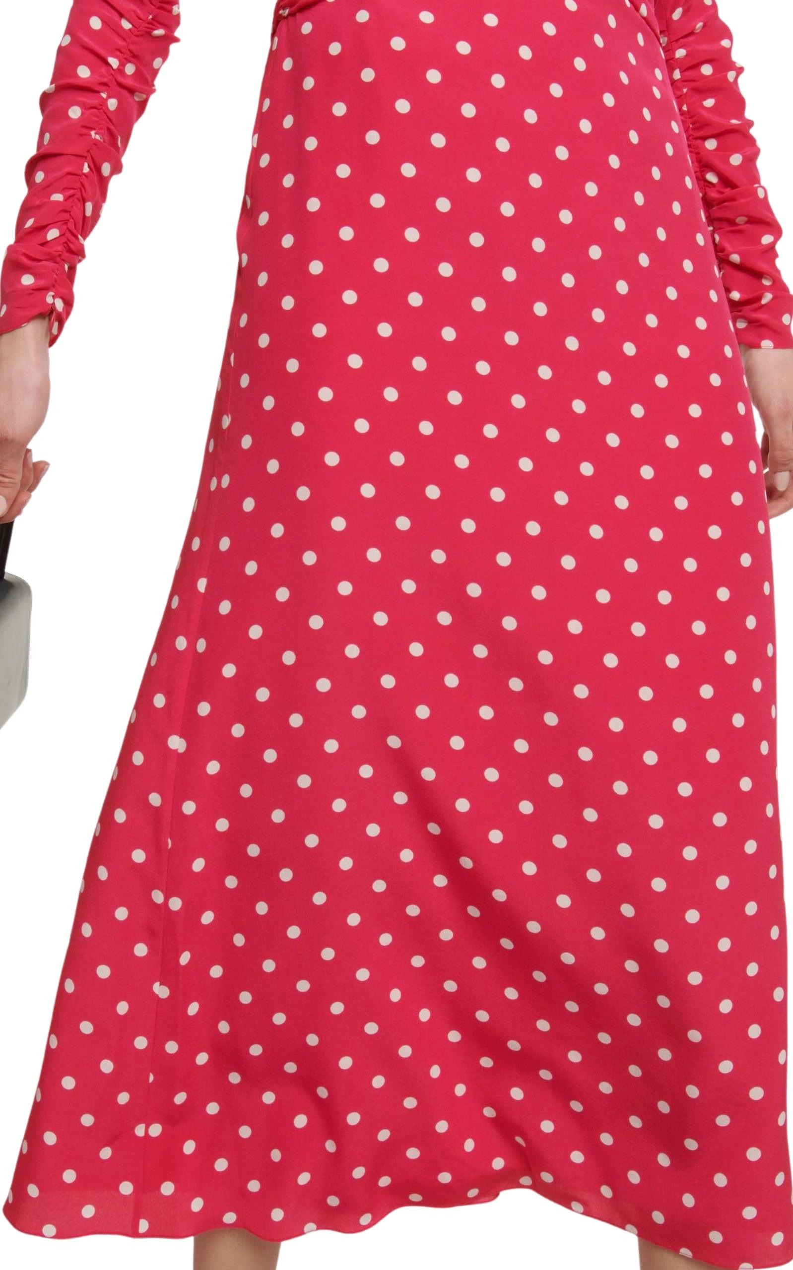 Midi Polka Dot Print Silk Dress - 5