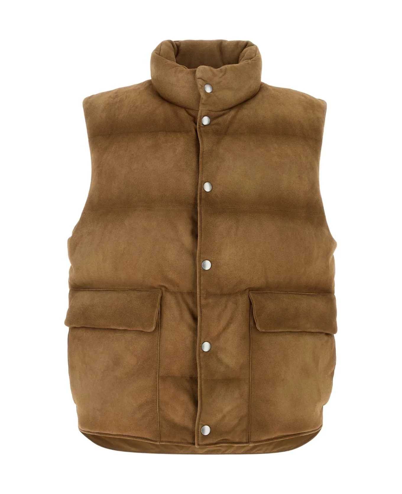 Biscuit Suede Sleeveless Down Jacket - 1