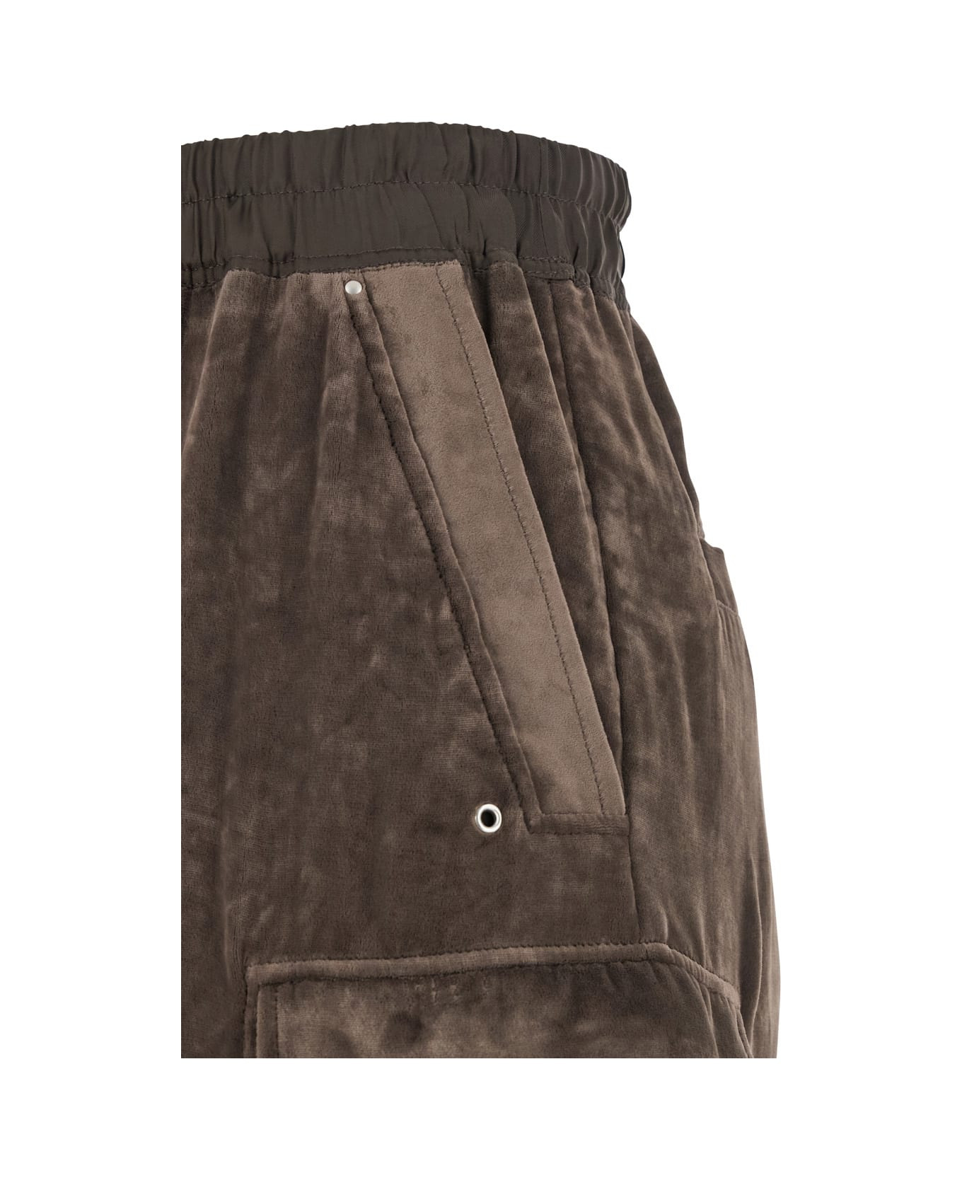 'cargo Belas' Brown Cargo Pants With Drawstring Waist And Cargo Pockets In Velvet Woman - 3