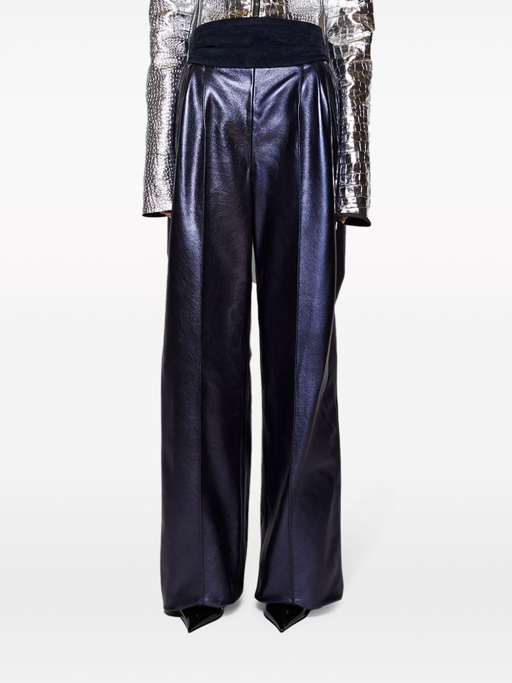 panelled high-shine trousers - 3