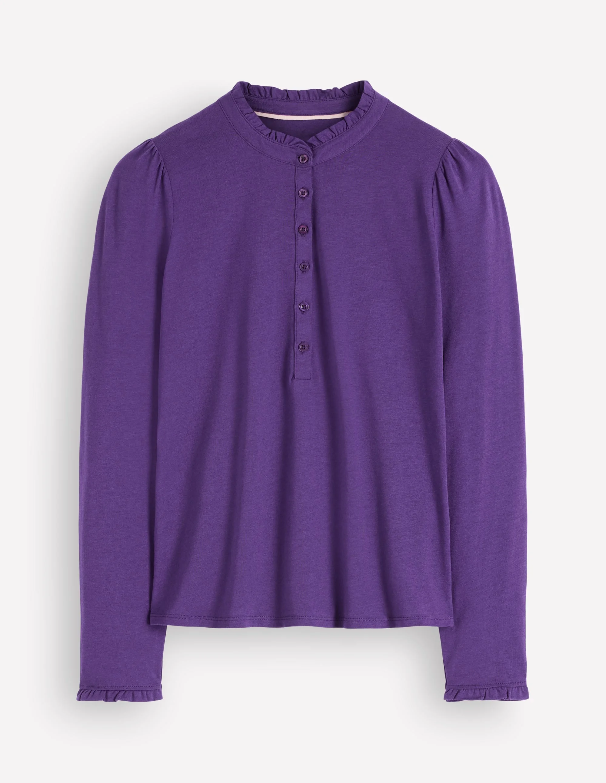 Supersoft Frill Henley Top-Calla Lilly Purple - 1