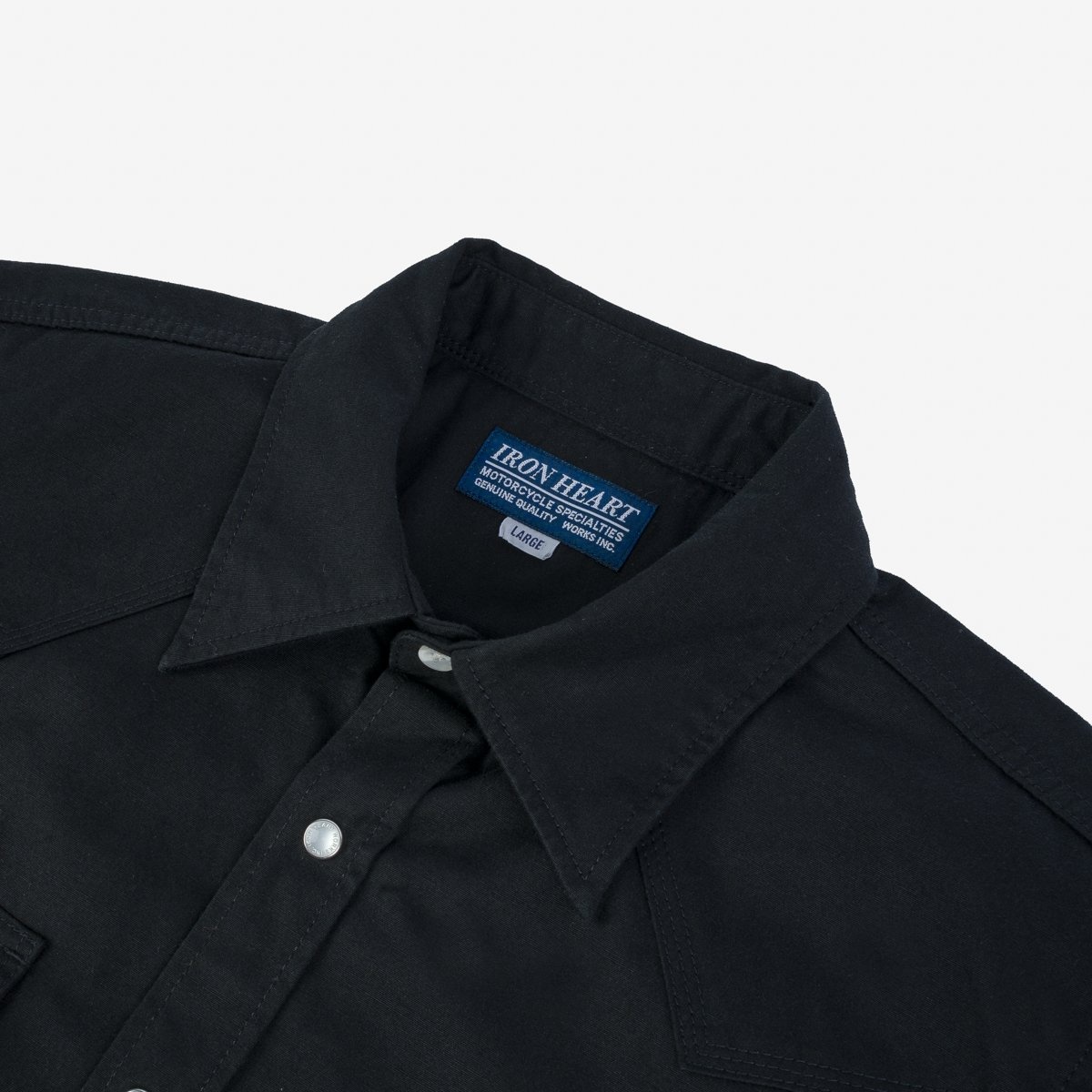 IHSH-387-BLK 7oz Fatigue Cloth Short Sleeved Western Shirt - Black - 7