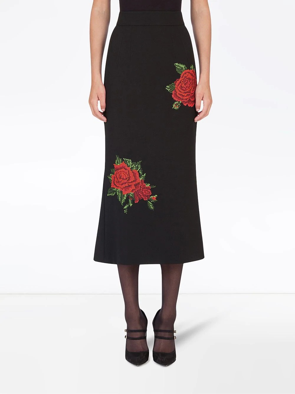 floral-detail A-line skirt - 3