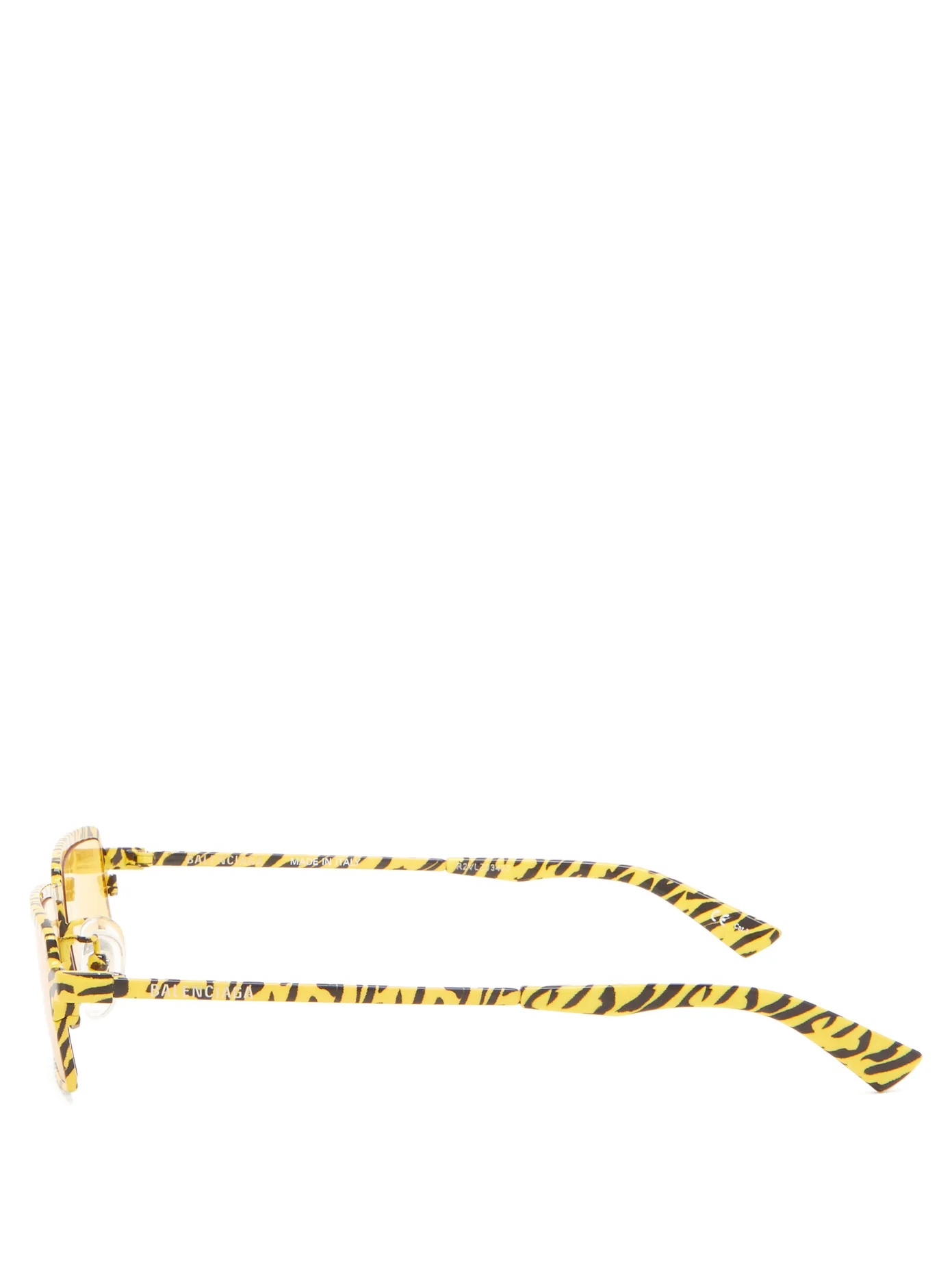 Tiger-print slim rectangular metal sunglasses - 4