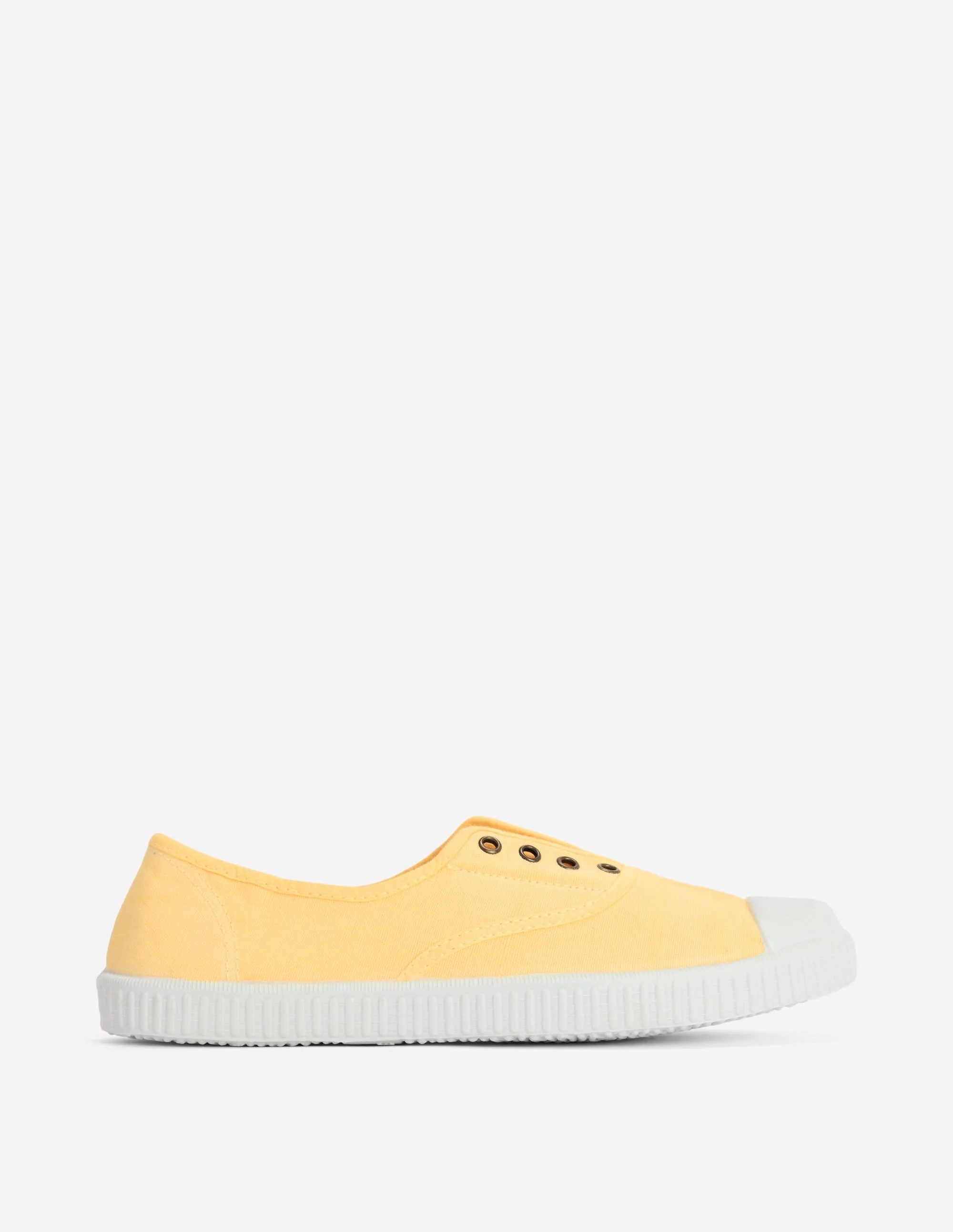 Laceless Canvas Plimsoll-Buttercream - 1
