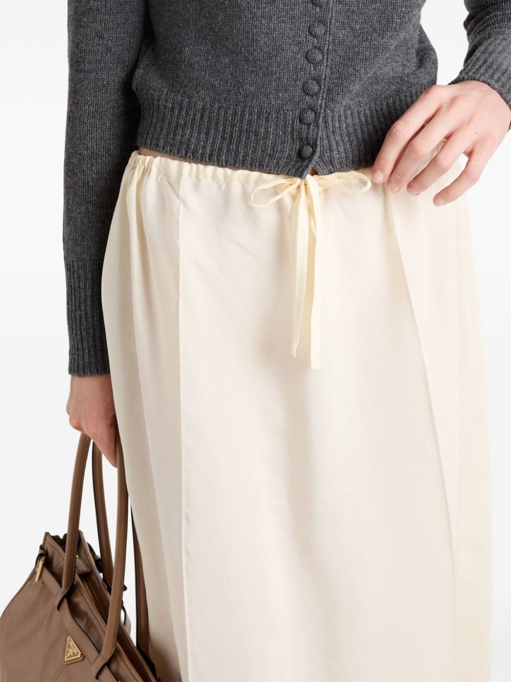 drawstring-waist silk midi skirt - 5