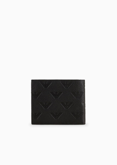 EMPORIO ARMANI Leather coin-pocket wallet with all-over embossed eagle outlook