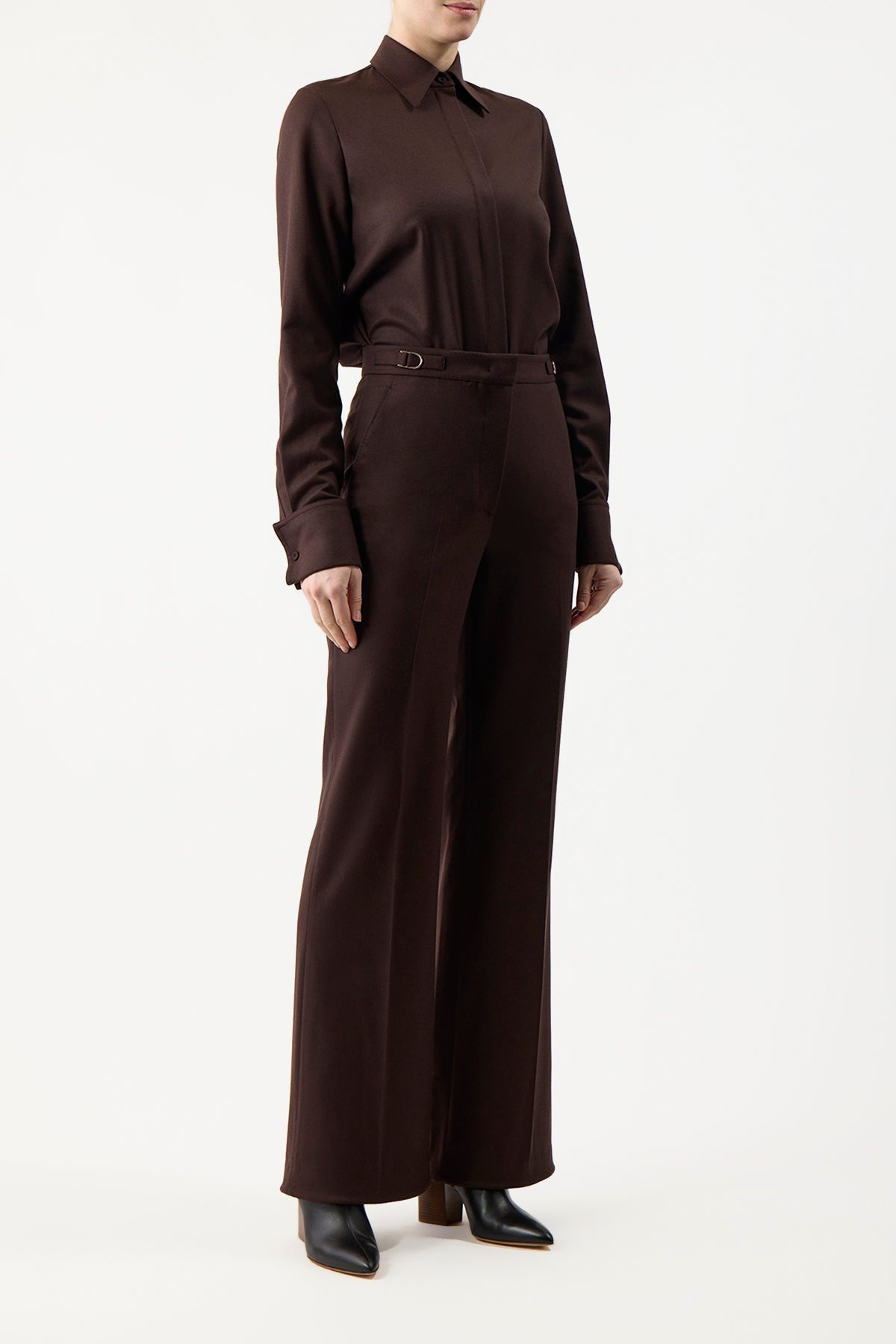 Etlin Shirt in Chocolate Superfine Wool - 4