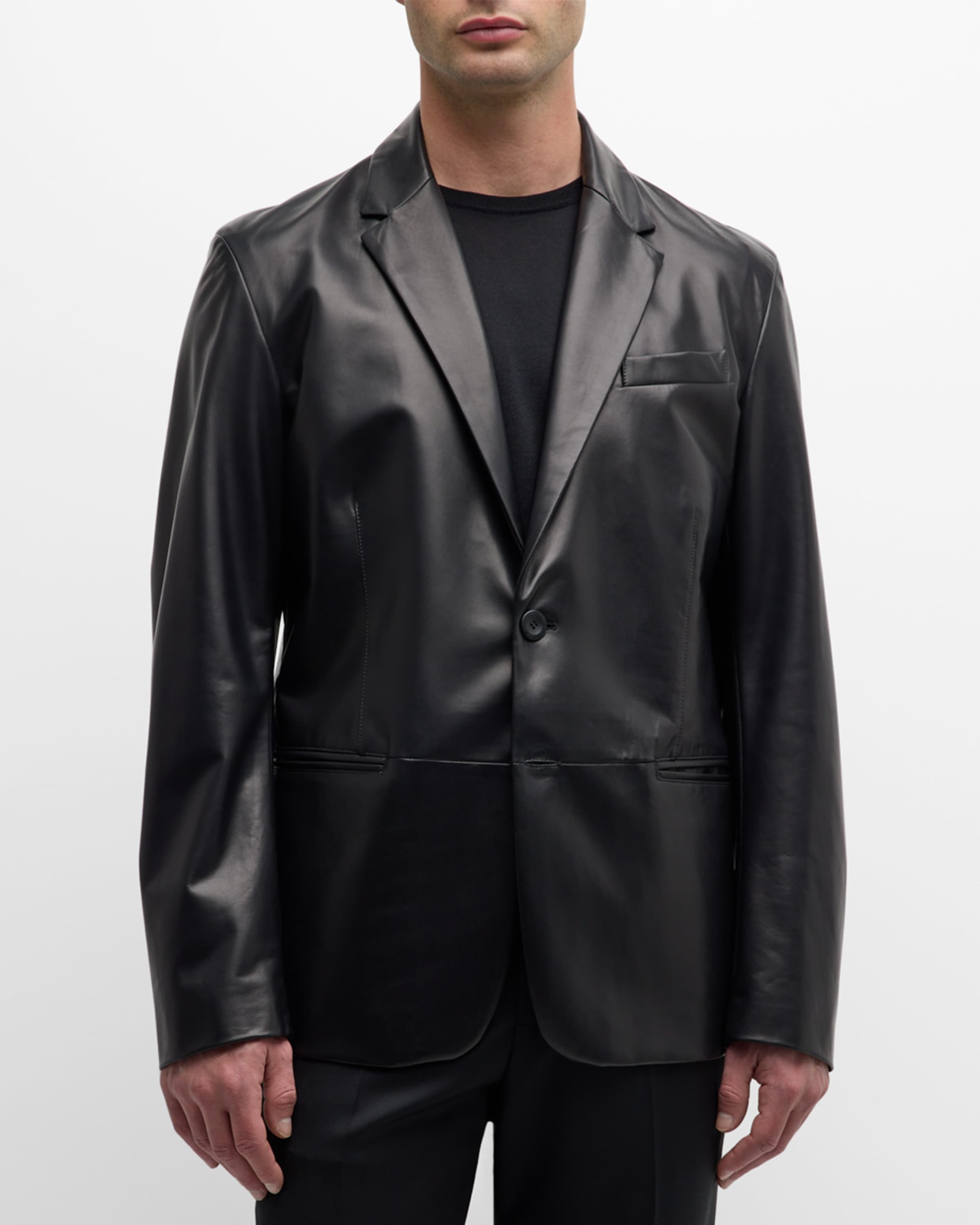 giorgio armani le collezιονι 牛革レザー　イタリア製 GIORGIO ARMANI Men's Lambskin Leather Blazer | neimanmarcus