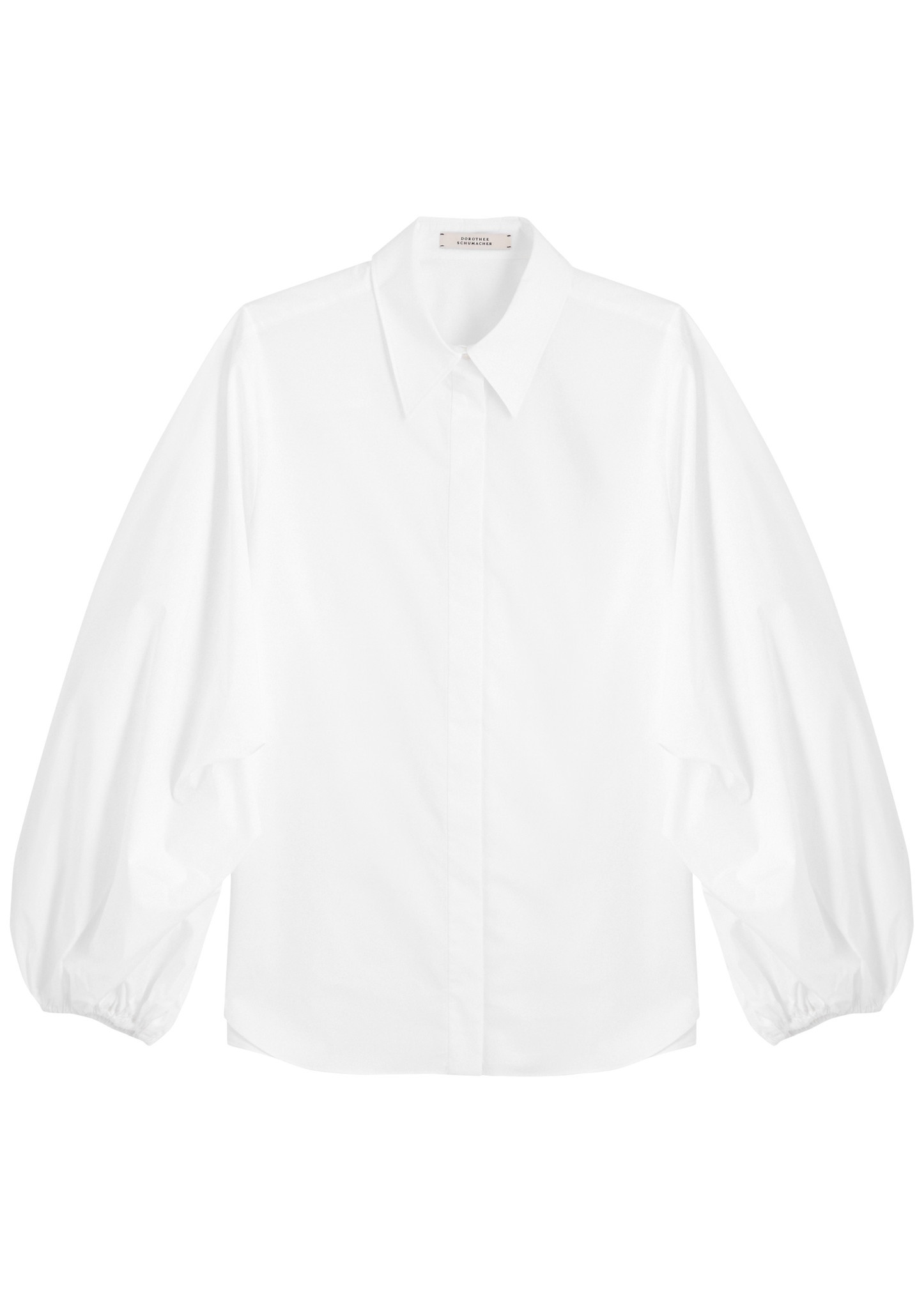 Balloon-sleeve stretch-cotton poplin shirt - 1