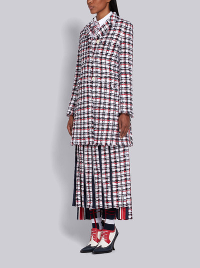 Thom Browne RWB Plaid Ribbon Tweed Unconstructed Chesterfield Overcoat outlook