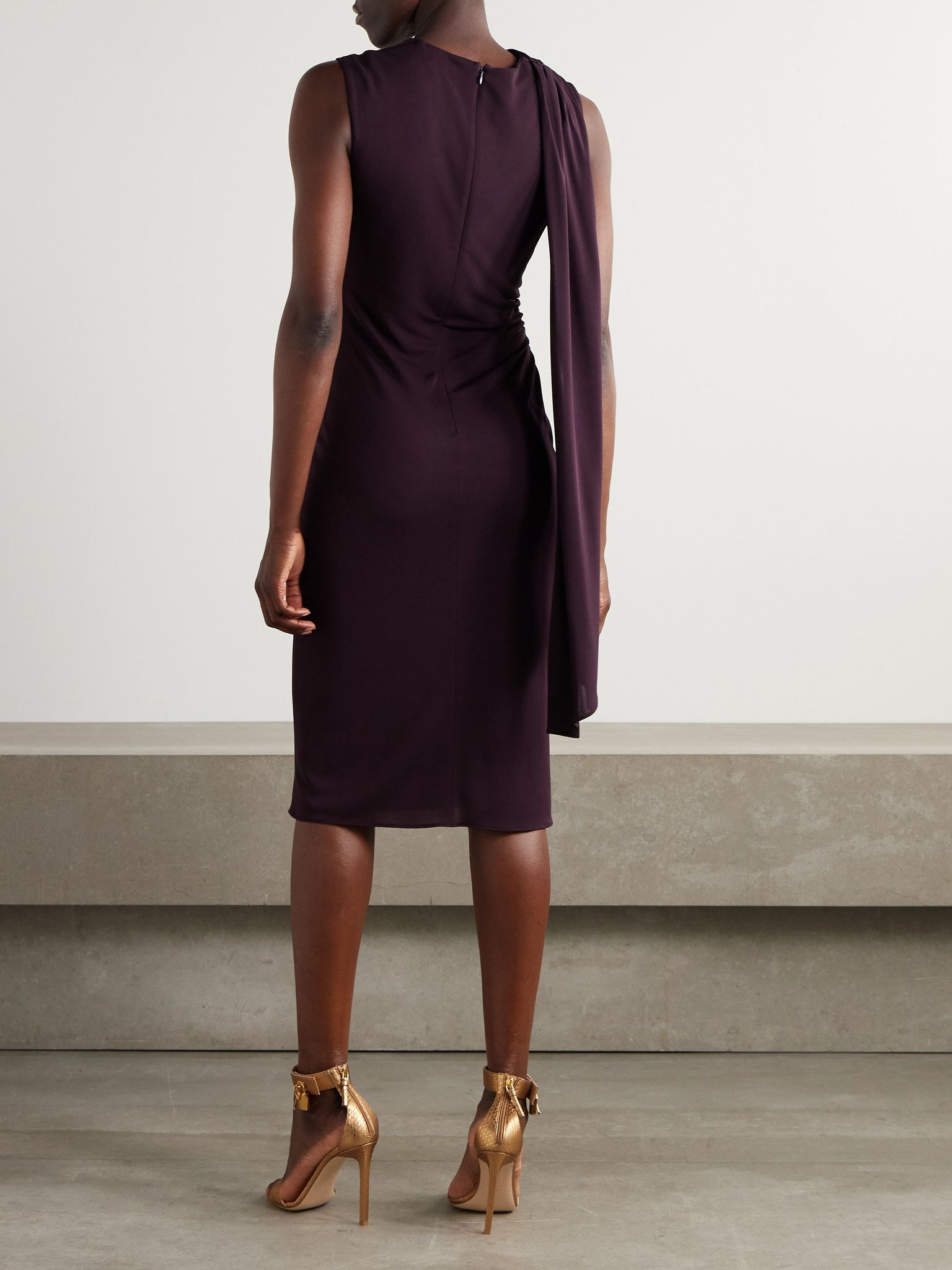 Draped cutout jersey dress Purple - 3