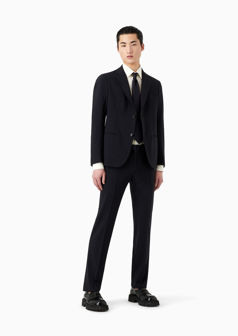 EMPORIO ARMANI Modern-fit, single-breasted suit in compact, two-way stretch canvas outlook