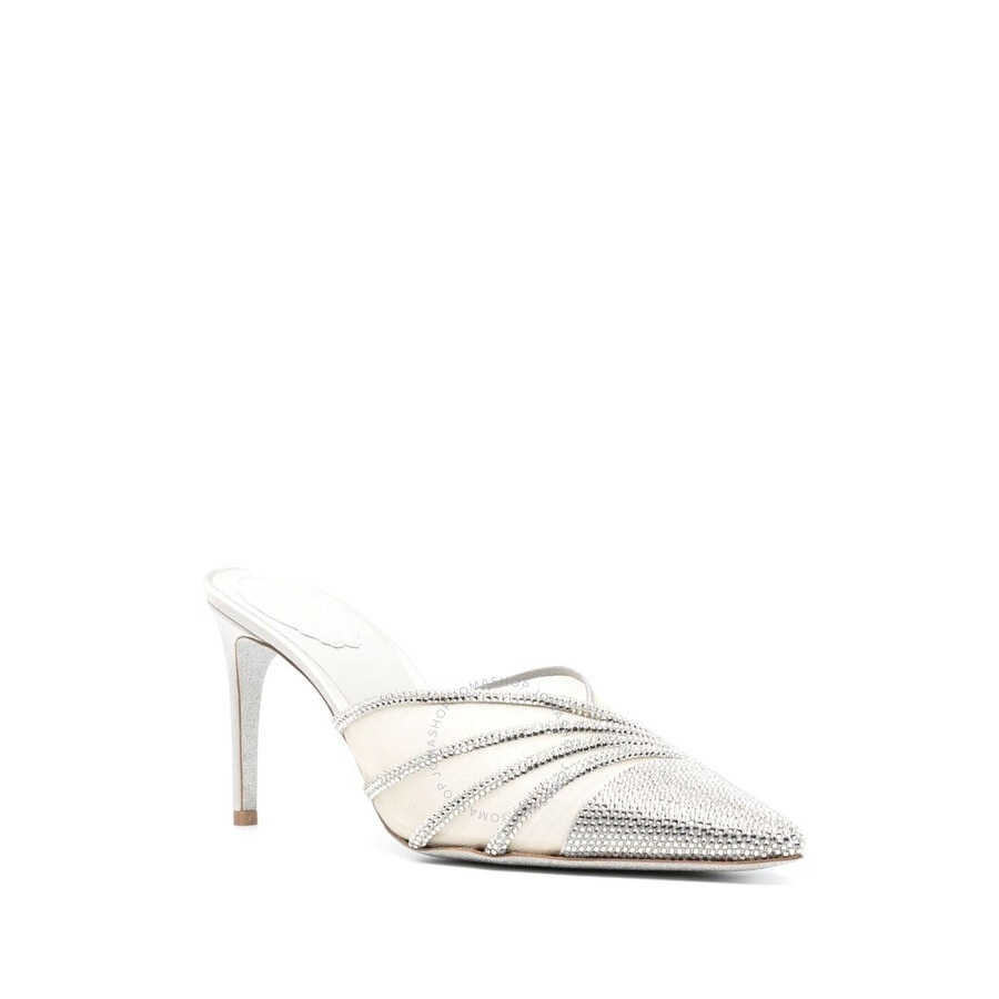 Rene Caovilla Emily Rhinestone Mesh Pointed-Toe Mules - 2