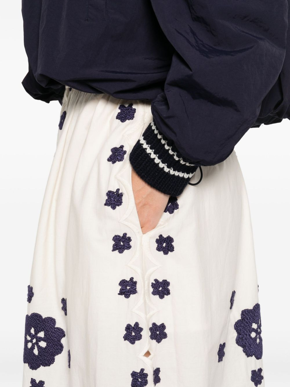 Catrine floral-embroidered midi skirt - 5