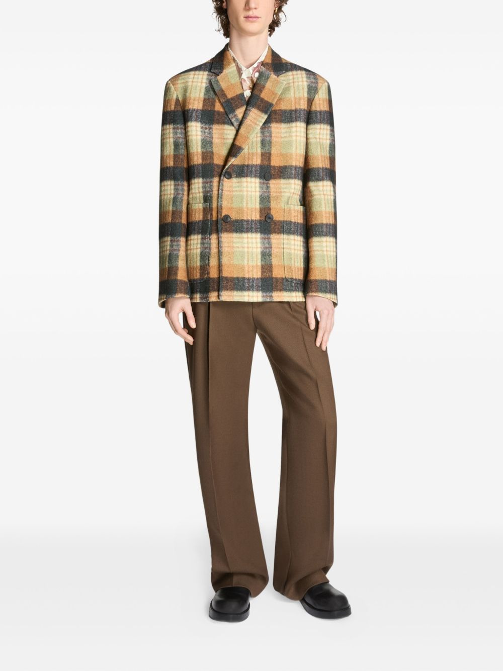 checked double-breasted blazer - 2
