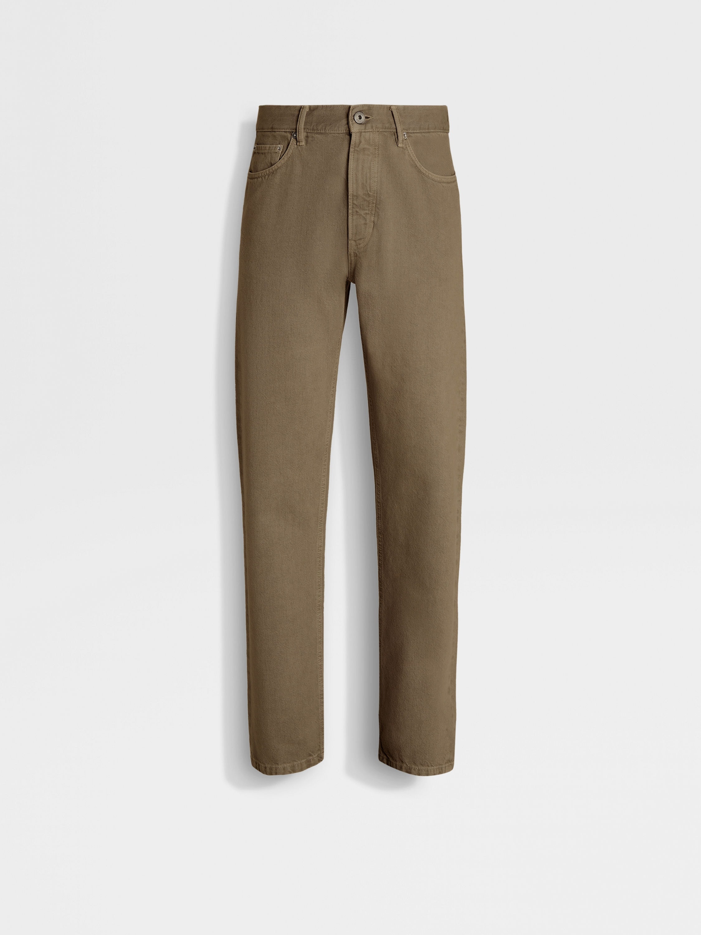 KHAKI COTTON ROCCIA JEANS - 2
