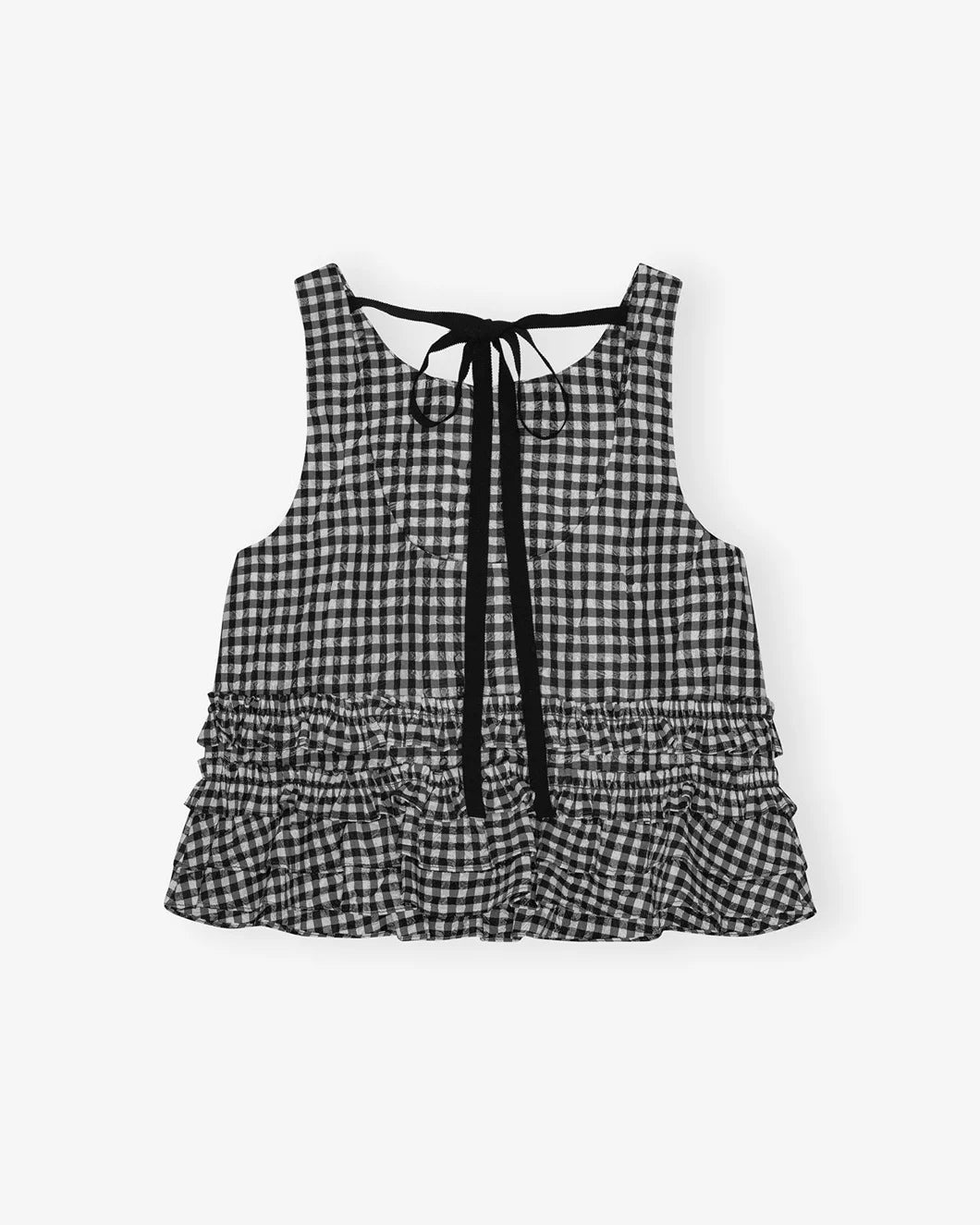 CRINKLED CHECK FRILL TOP - 6