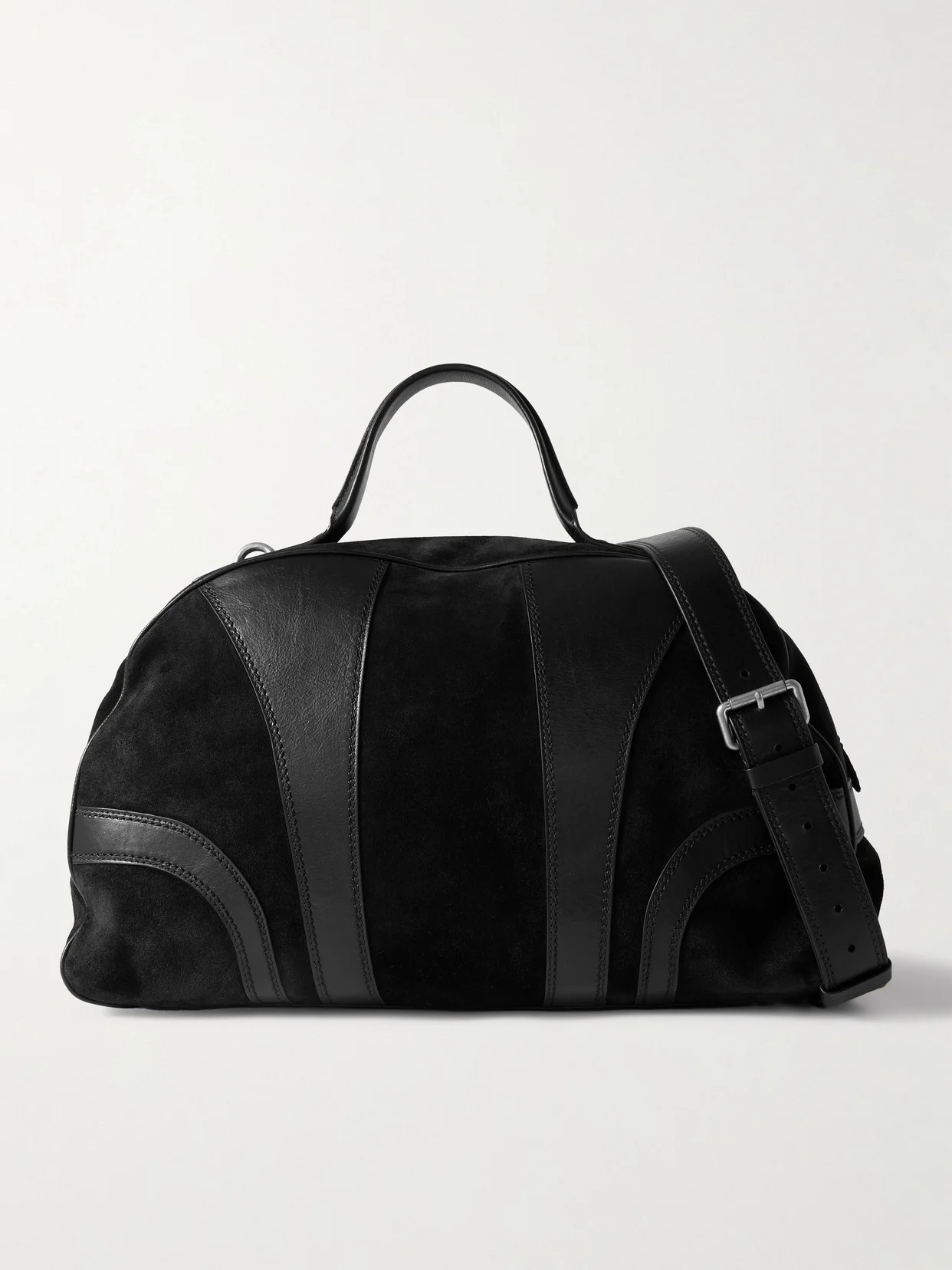 Leather-trimmed Suede Duffle Bag - 1