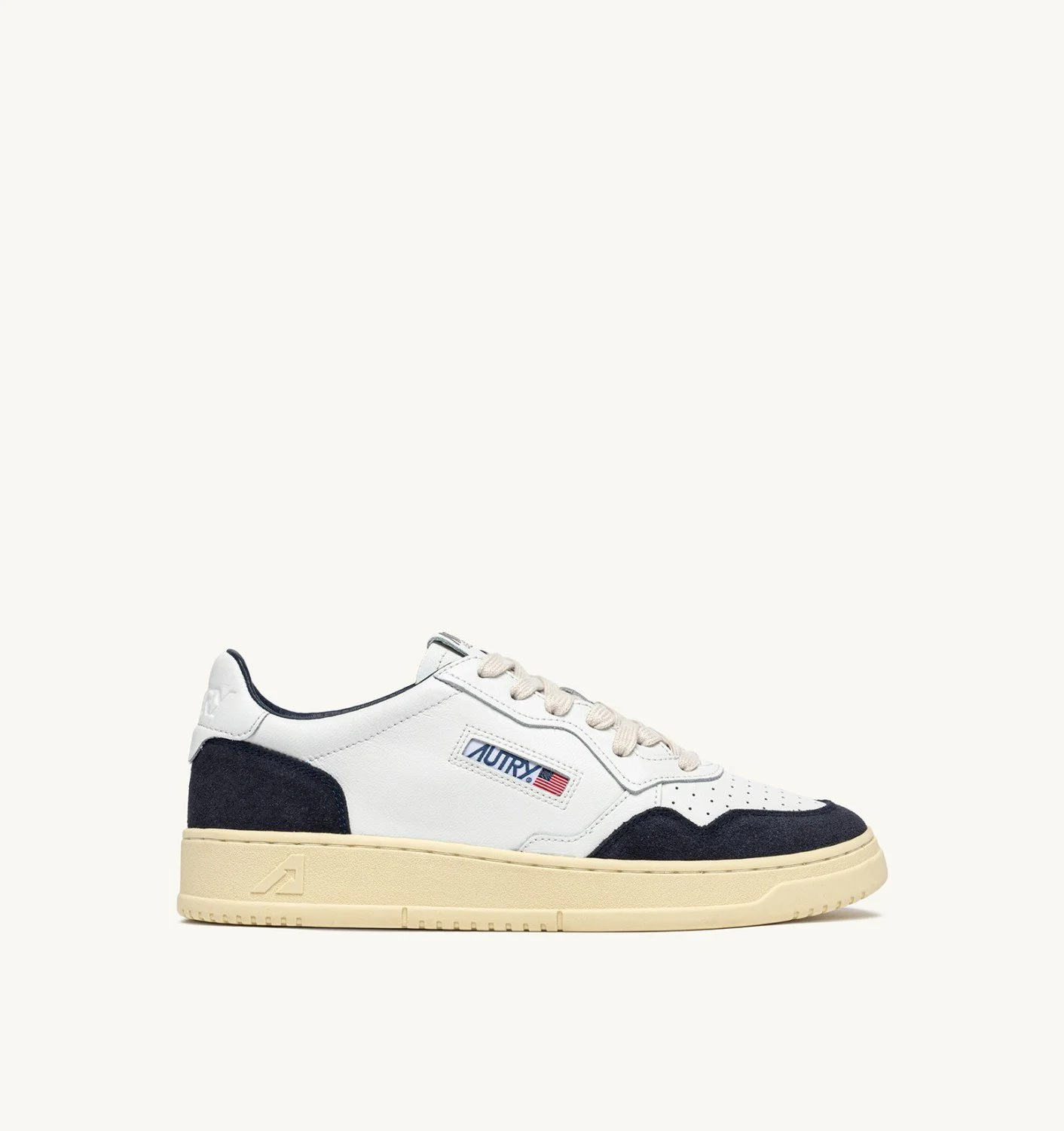 MEDALIST LOW SNEAKERS IN WHITE LEATHER AND OCEAN SUEDE - 1