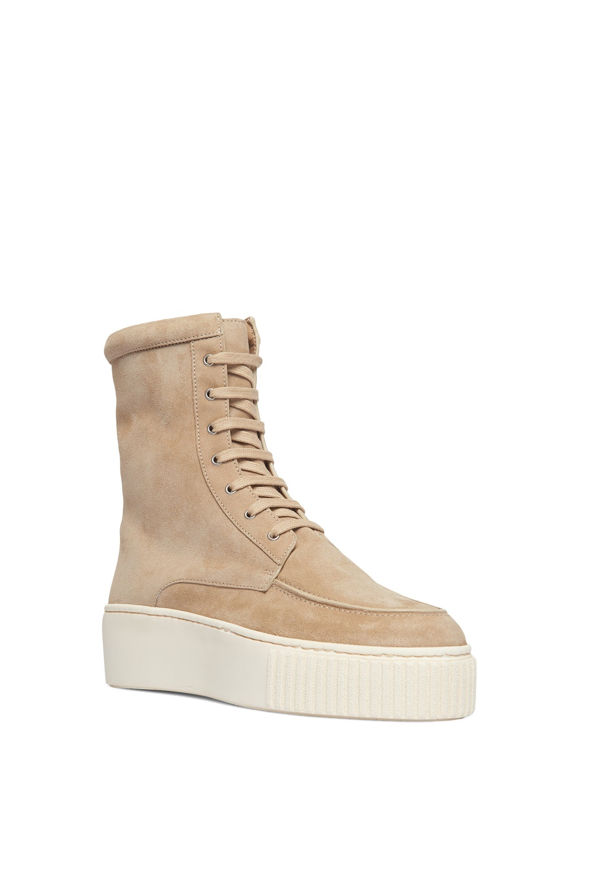 Emanuele Lace Up Boot in Beige Leather - 2