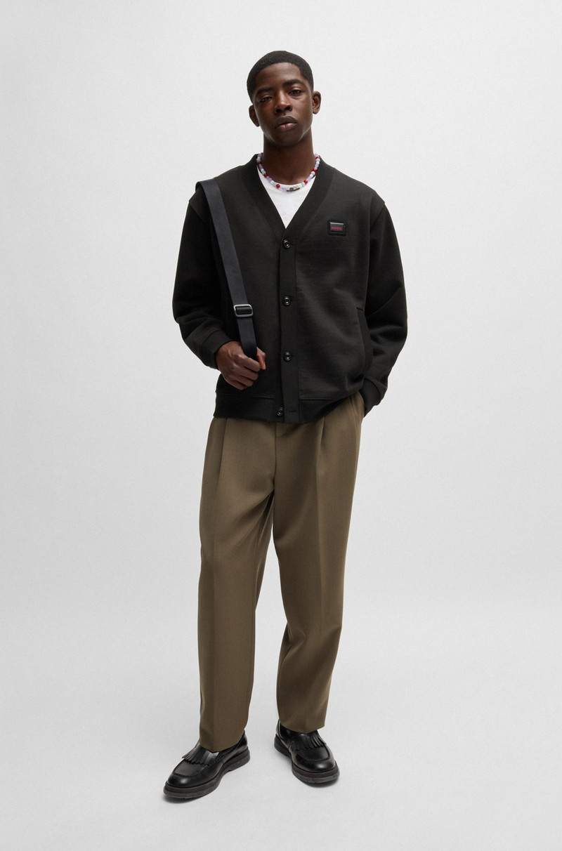 HUGO COTTON-TERRY RELAXED-FIT CARDIGAN WITH JELLY LOGO outlook