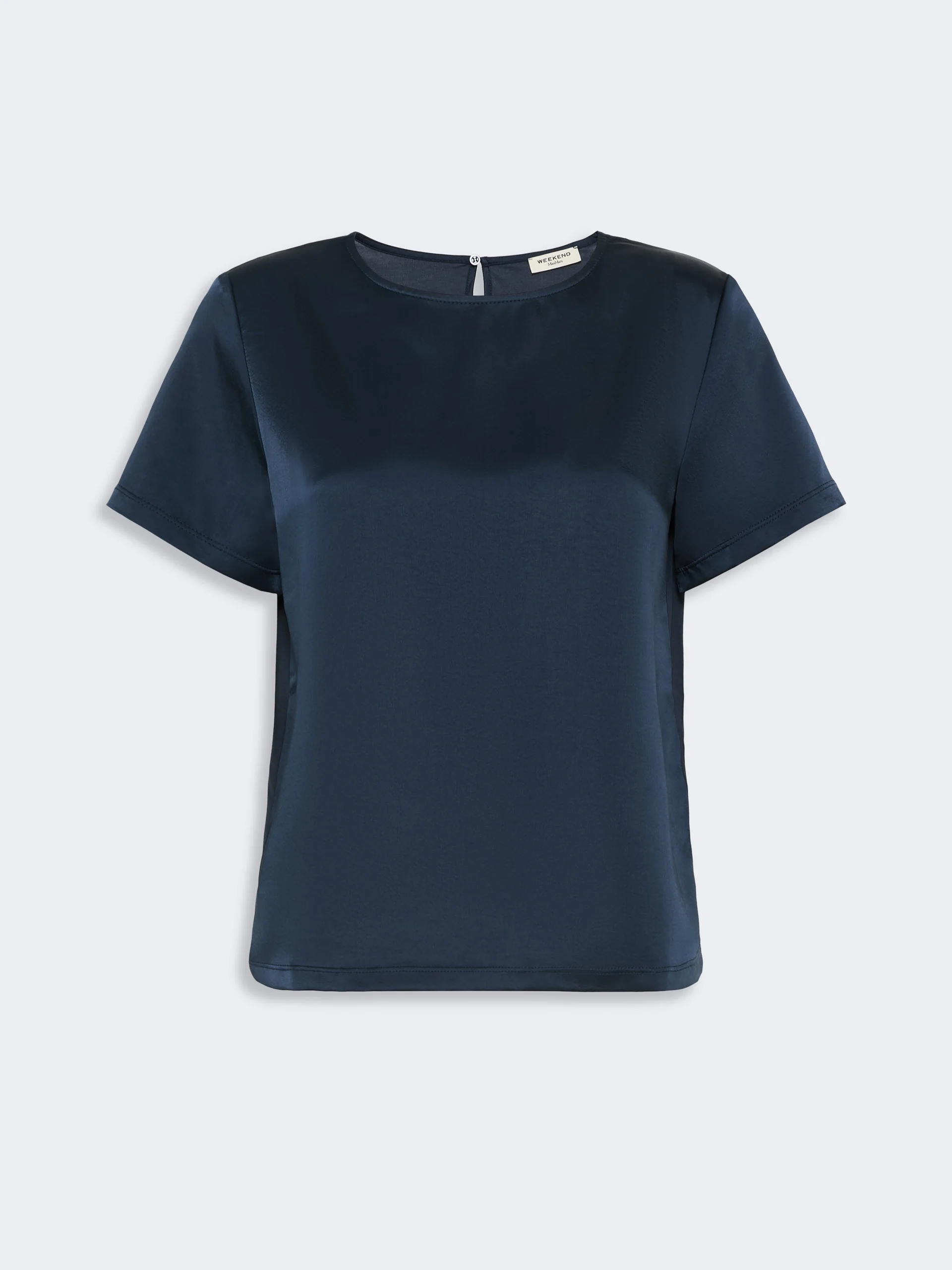 GILBERT Satin crew-neck T-shirt - NAVY - 1