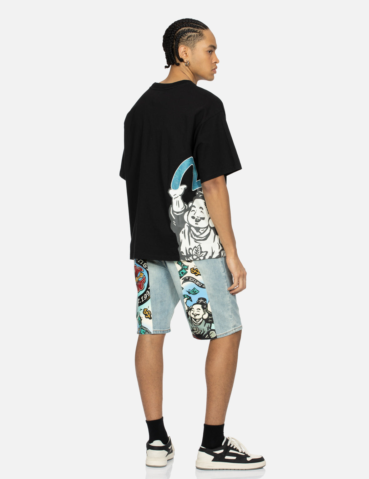 GODHEAD PRINT AND SEAGULL EMBROIDERY LOOSE FIT T-SHIRT - 4