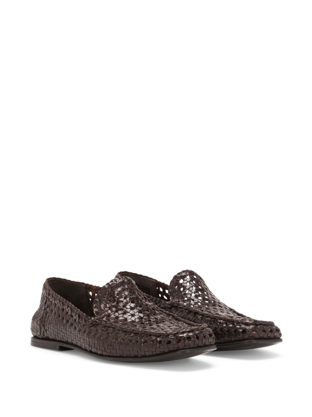 interwoven leather loafers - 2