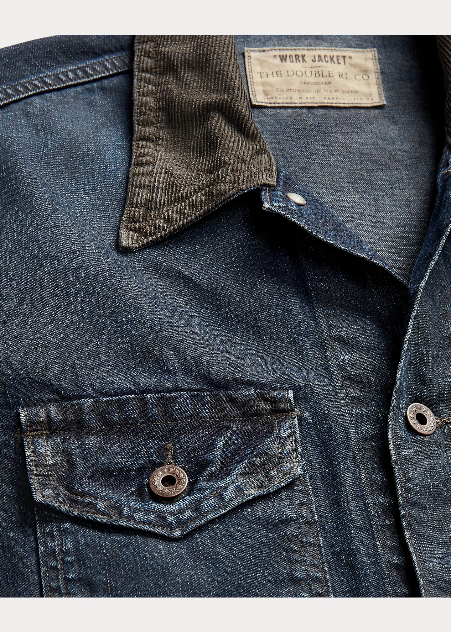 Corduroy-Trim Indigo Denim Shirt Jacket - 3