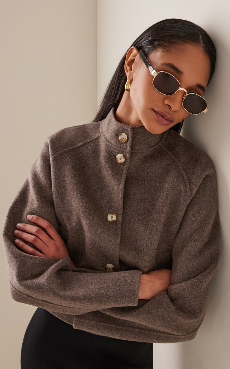 SAINT LAURENT Round-Frame Metal Sunglasses brown outlook