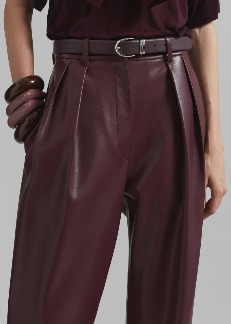 Helsinki Faux Leather Pants - Burgundy 5