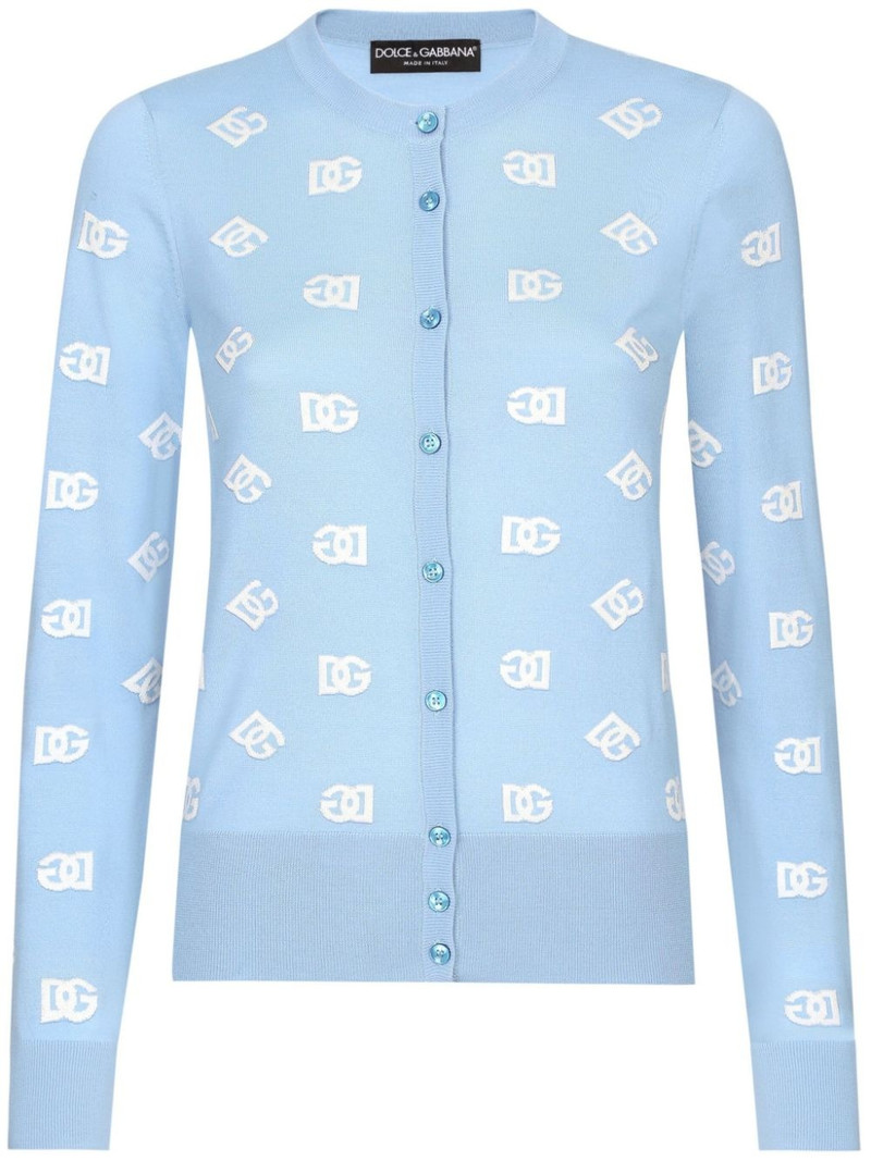 logo print cardigan 1