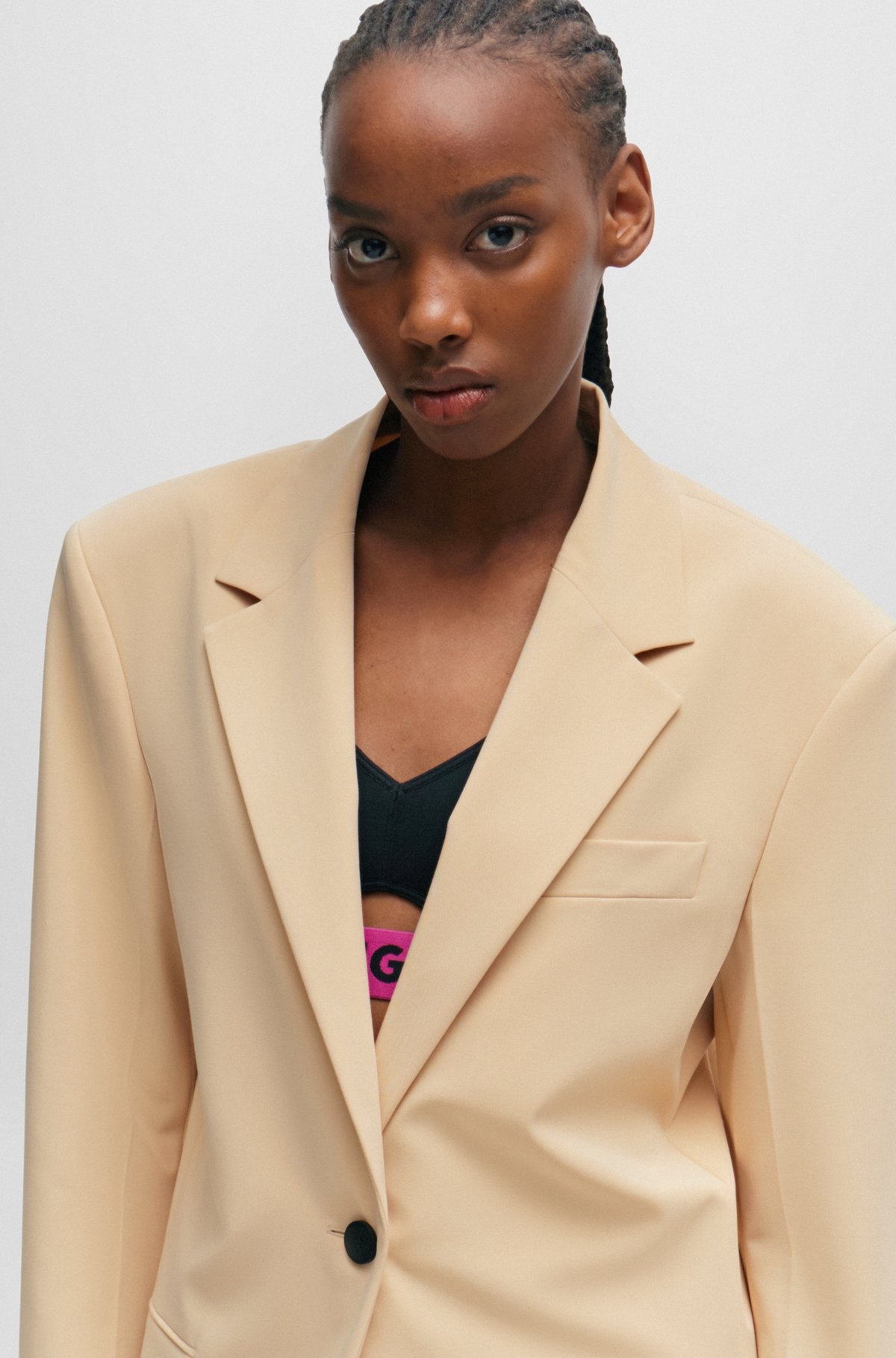 OVERSIZE-FIT JACKET IN STRETCH FABRIC WITH SINGLE BUTTON - 5
