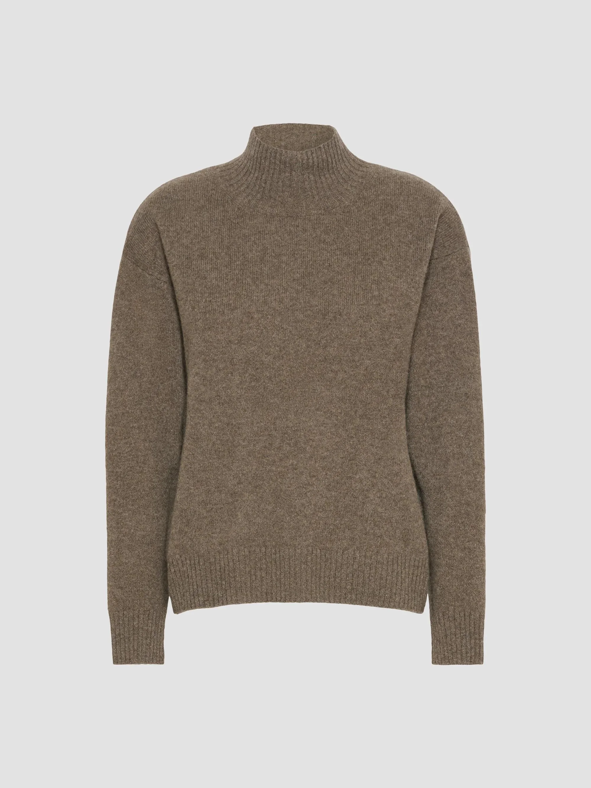 Women's Yak Yarn Polo Neck Sweater - Beige - 1